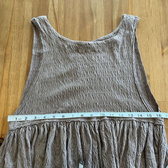 NWOT Free People Beach Mini Dress Size XS Brown I'm Still Obsessed Boho Oversize - Picture 14 of 15